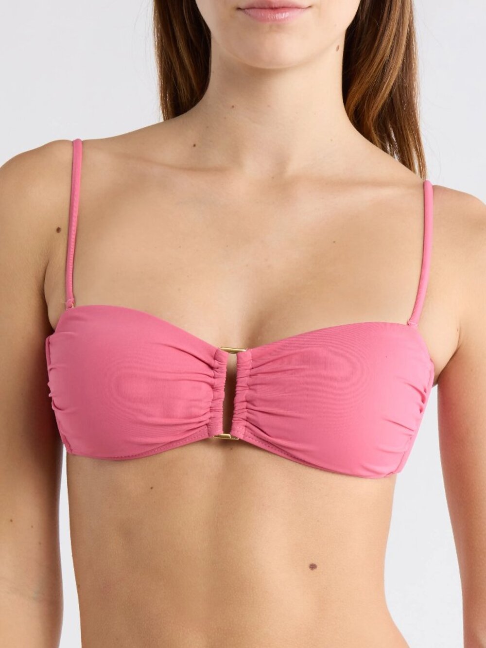 ViX Paula Hermanny Square Bandeau Bikini Top in Pink NWT